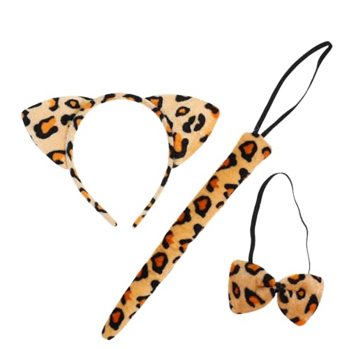 Hemobllo Golden Leopard Stirnband Ohren Stirnbänder Leopard Kostümzubehör Ohr-stirnband-kostüm Leopardenohren Und - Gepardenkostüm Neujahr Haarbänder Plüsch-ohr-stirnband Stoff von Hemobllo