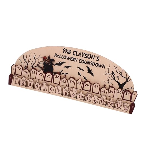 Hemobllo Halloween Holz Adventskalender für Party Dekorativer Countdown für Fest Langlebig und Detailreich Geschnitzt Bringt Festliche Zuhause von Hemobllo