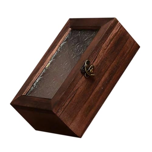 Hemobllo Holz Schmuck Aufbewahrungsbox mit Glasdeckel Kompakte Schmuckkästchen für Ohrringe Ringe und Kleine Schmuckstücke Stilvolles Design für Kommode und Schminktisch von Hemobllo