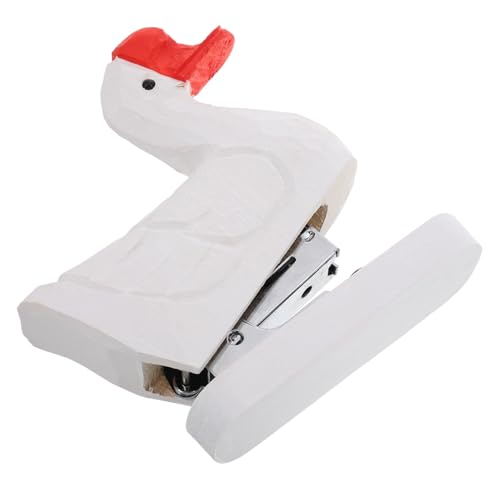 Hemobllo Holzhandwerk Holzhefter Büromaterial für Tiere Hefter süß Hefter klein Gans Dekorationen Mini Hefter Kleiner Hefter Desktop-Hefter Cooler Hefter Metall Weiß von Hemobllo