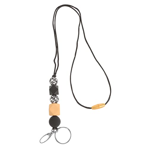 Hemobllo Holzperlen Schlüsselband Damen Lanyard mit Badge Clip Lange Kette für Ausweishalter Büro Mitarbeiter Hemobllo Holzperlen Schlüsselband Damen Lanyard mit Badge Clip Lange Kette für Ausweishalter Büro Mitarbeiter von Hemobllo