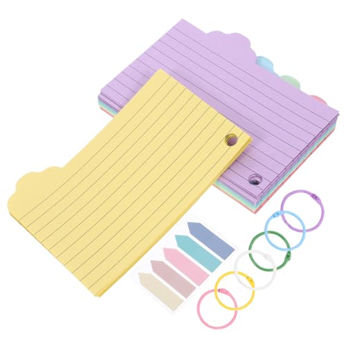 Hemobllo Indexkarten mit Gelochten Karteikarten aus Papier Cremefarbene Blanko Notizkarten mit Metallring für Lernen Vokabeltraining DIY und Notizen für Erwachsene und Tragbar von Hemobllo