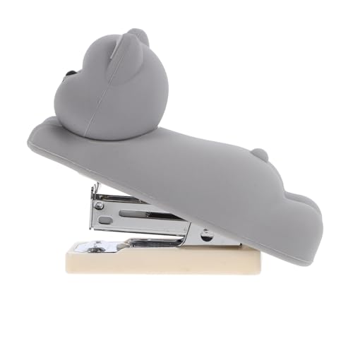 Hemobllo Kleiner Hund Schreibtischhefter aus Weichem PVC Silikon Spielerisches Design Komfortabler Griff Multifunktionaler Desktop Stapler für Büro Schule und Zuhause Grauer Büroaccessoire von Hemobllo