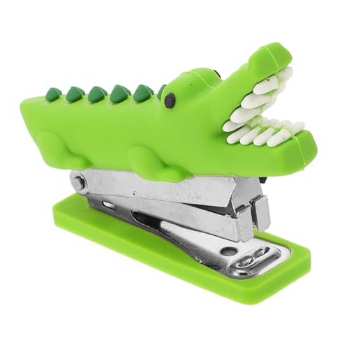 Hemobllo Kompakter Mini Tacker für Schreibtisch Tragbarer Wiederverwendbarer Hefter mit Starkem Mechanismus Niedliches Cartoon Design Kleiner Krokodil für Büro Schule und Zuhause von Hemobllo