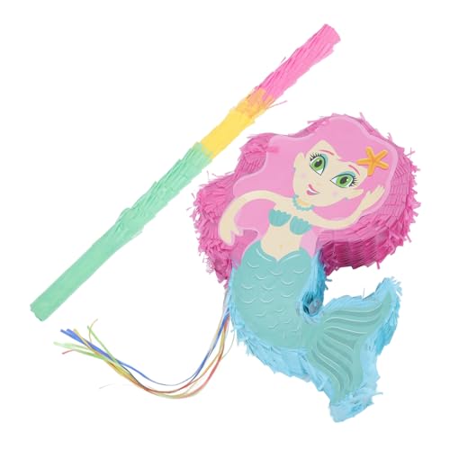 Hemobllo Meerjungfrau Pinata Kindergeburtstag Papier Langlebig Robust mit Schläger Meerjungfrauen Motto Party Dekoration Mädchen Spielspaß von Hemobllo