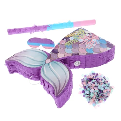 Hemobllo Mermaid Pinata aus Papier mit und Augenbinde Bunte Geburtstagsdeko für Kindergeburtstag Candy Füllung Lustiges Partyspiel und Mehrzweck Deko für Festlichkeiten von Hemobllo