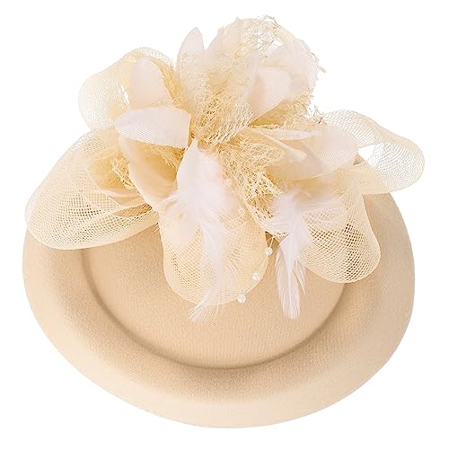 Hemobllo Mesh-Kopfschmuck Haarclip Party Mädchen Netz haarschmuck Fascinator-Kopfbedeckung Huthaarspangen für Damen kleine hüte haarspange frauen kopfschmuck Mini-Hutclip Gittergewebe Beige von Hemobllo