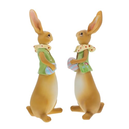 Hemobllo Niedliche Hasendekoration Osterdekor Tischdekoration zu Ostern kleine Tierfiguren Tischdeko zu Ostern Outdoor-Statue Ostern-Statue frühlingsdeko für zu Hause Häschen-Statue Harz von Hemobllo