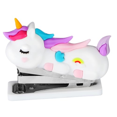Hemobllo Niedlicher Mini Hefter Einhorn Design Tragbarer Kompakter Handhefter für Schule Büro Zuhause Schüler Leicht und Praktisch von Hemobllo