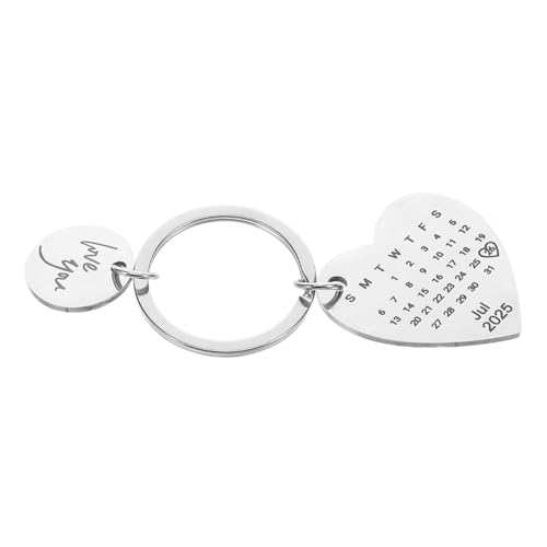 Hemobllo Personalisierter Paarkalender Schlüsselanhänger Paar Schlüsselhalter Damen Schlüsselanhänger Paar Schlüsselanhänger Valentinstags Schlüsselring Datum Valentinstagskalender von Hemobllo