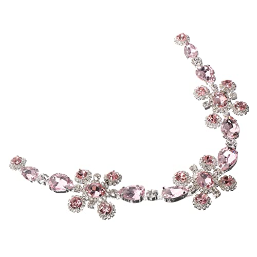 Hemobllo Rosa Ovaler Strass Applikation Schmuckstein Dekoband für Kleidung DIY Braut Hochzeit Kleid Tasche Schuh Verzierungen Glänzend Kristall Applique von Hemobllo