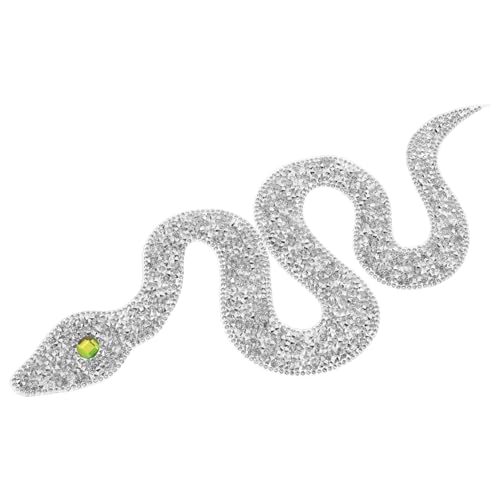 Hemobllo Snake Förmige Strass Applikation zum Aufbügeln Langlebiges Strassstoff Patch DIY Kleidung Schuh Hut Taschen Verzierung Silbernes Schlangenmotiv von Hemobllo