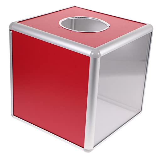 Hemobllo Transparente Rote Aluminium Losbox Praktische Spenden und Vorschlagsbox für Partys Fundraising und Spielveranstaltungen Vielseitiger Aufbewahrungsbehälter von Hemobllo