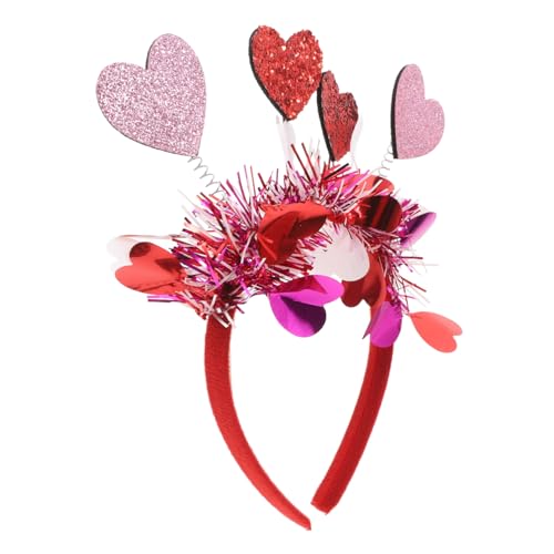 Hemobllo Valentinstag Herz Haarreif mit Cupid Design Rotes Stirnband mit Spielerischen Herzboppern Romantisches Kopfschmuck Accessoire für Partys Hochzeiten Fotoshootings und Single Events von Hemobllo