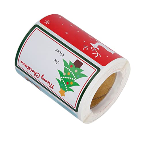 Hemobllo Weihnachtliche Selbstklebende Geschenketiketten Bunte Geschenkaufkleber mit Festlichen Motiven Beschreibbare Aufkleber zur Geschenkverpackung und Namensetiketten für Familie von Hemobllo