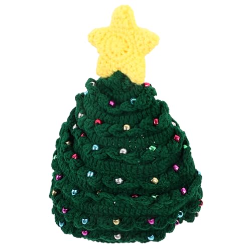 Hemobllo Weihnachtliche Strickmütze Weihnachtsbaum Design Handgefertigt Warm und Bequem für Erwachsene Unisex Deko für Winter und Party Weiches Material Grün mit Bommel von Hemobllo