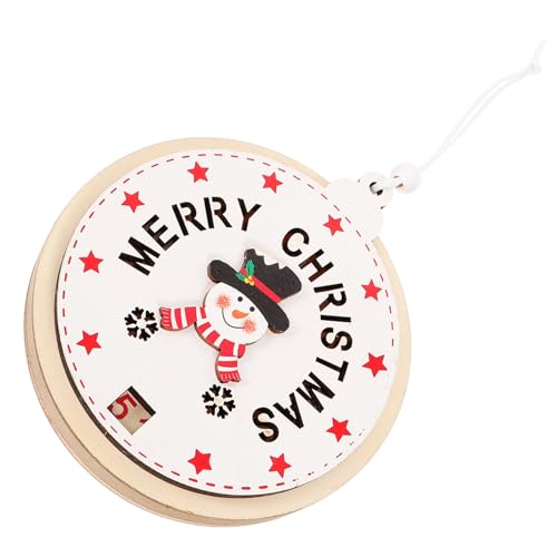 Hemobllo Weihnachtlicher Holz Anhänger Tage Countdown Kalender Dekorativer Schneemann Baumhänger Leichtes Weihnachtsdeko Ornament für Baum Tür Wand für Party und Festtagsdeko von Hemobllo