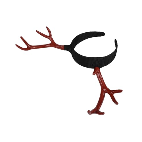 Hemobllo Weihnachts Rentier Geweih Haarreif Damen Rotes Antler Stirnband Festlicher Kopfschmuck Halloween Karneval Party Zubehör von Hemobllo