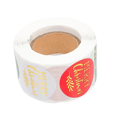 Hemobllo Weihnachtsaufkleber Selbstklebend Rund Geschenkaufkleber für Geschenkverpackung Party Dekoration Geschenkbox Verpackungsaufkleber von Hemobllo