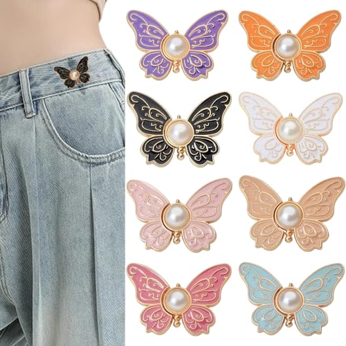 8pcs Pant Taille Strahlung abtrennbarer Schmetterlingsbund Strahlung dekorativer Taillenvertreter für Hosen Jeans Röcke Frauen Mädchen für Hosen Frauen von Hemore