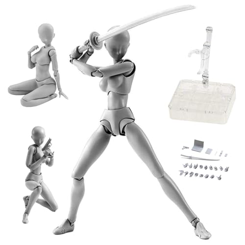 Hemore Manikin -Körpermodell, 13 cm/5,1 Zoll weibliche Körperwirkungsfigur mit Sockelunterstützung, bewegliche Gesten Figure Körpermodell zum Skizzieren, Malerei, Zeichnung von Hemore
