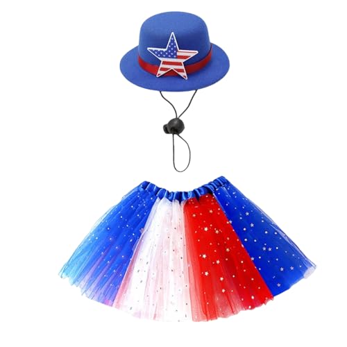 Hemousy Kleidung für Verandagänse - Garten Gans Hüte,Verstellbarer Hut Mit Sternen-Ballettrock 58cm Für Nationalfeiertag Wohnaccessoires von Hemousy
