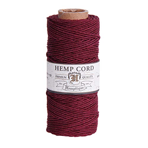 Hemptique Hanfschnur auf Spule, belastbar mit 9 kg, 62,5 m, Burgund von Hemptique