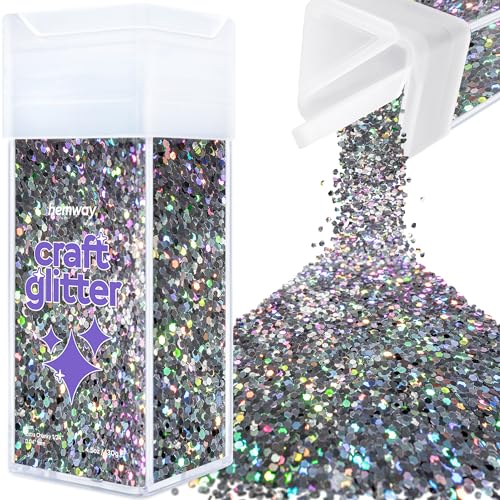Glitzer für Bastel-Shaker Gun Metal Grey holografisches Kunstharz Trinkgläser Karten Weihnachtsschmuck Kerzen extra klobig Nagel Gesicht Kosmetik 130g / 4,6 oz von Hemway