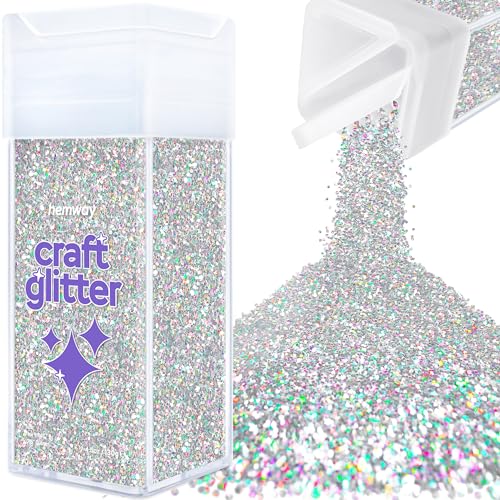 Glitzer für Bastelarbeiten Shaker silberfarbenes holografisches Kunstharz Trinkgläser Karten Weihnachtsschmuck Kerzen fein Nägel Gesicht Kosmetik 130g / 4,6 oz von Hemway