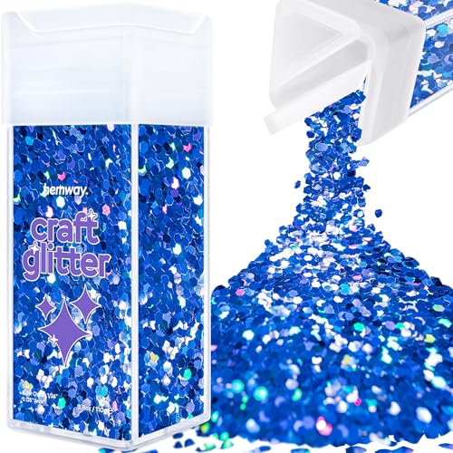 Glitzer für Bastelstreuer Saphirblau holografisches Kunstharz Trinkgläser Karten Weihnachten Schmuck Kerzen super klobig Nagel Gesicht Kosmetik 110 g / 3,9 oz von Hemway