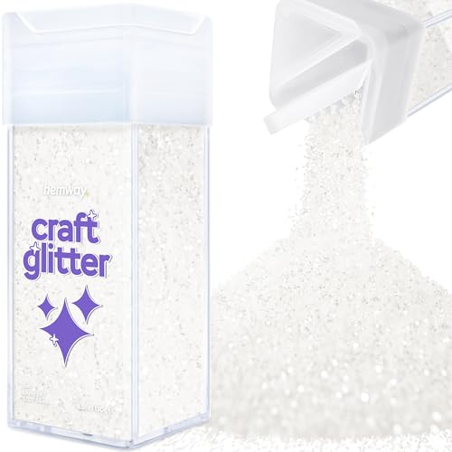 Glitzer für Bastelstreuer weißes schillerndes Kunstharz Trinkgläser Karten Weihnachtsschmuck Kerzen grob Nägel Gesicht Kosmetik 130g/4,6 oz von Hemway