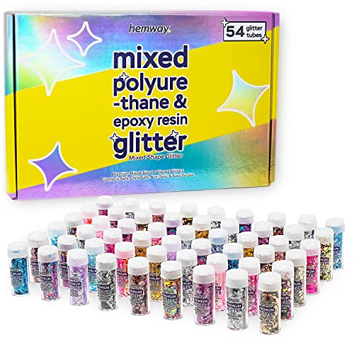 Glitzer für Harz Box-Set 54 x 6 g (0,21 oz) gemischte Tuben Pailletten Basteln Schmuckherstellung Becher Dekorationen von Hemway