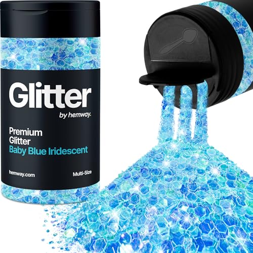 Glitzerstreuer verschiedene Größen Babyblau schillerndes Gesicht Nail Art Becher Weihnachtsfest Zubehör Bastelharz Kosmetik 120 g von Hemway