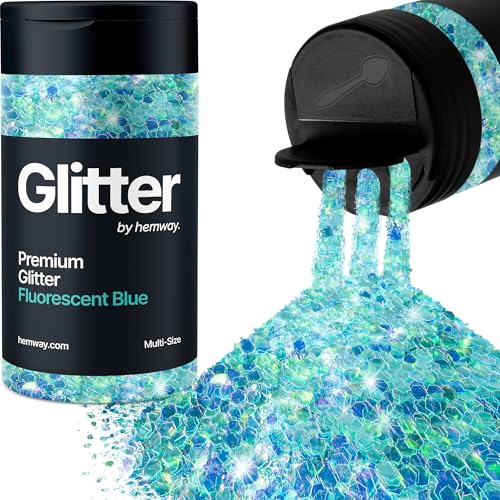 Glitzerstreuer verschiedene Größen fluoreszierendes blaues Gesicht Nagelkunst Becher Weihnachtsfest Zubehör Bastelharz Kosmetik 120 g von Hemway