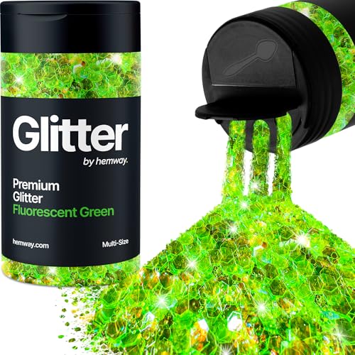Glitzerstreuer verschiedene Größen fluoreszierendes grünes Gesicht Nagelkunst Becher Weihnachtsfest Zubehör Bastelharz Kosmetik 120 g von Hemway