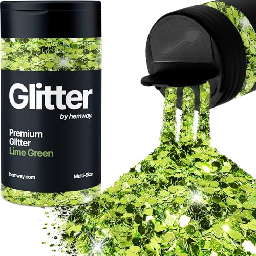 Glitzerstreuer verschiedene Größen limettengrün Gesicht Nailart Becher Weihnachtsfest Zubehör Bastelharz Kosmetik 120 g von Hemway