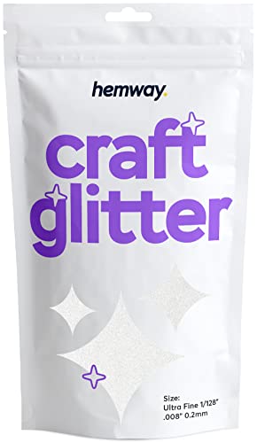 Hemway Craft Glitter 100g 3,5 Unzen Feinstsichter 1/128" 0,008" 0.2MM (weiß) von Hemway