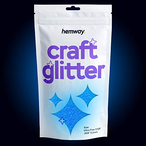Hemway Glow in the Dark - Blue - Glitter für Kunsthandwerk Tumblers Papier Glasdekorationen DIY Projekte - 1/128" 0,008" 0.2MM - 100g / 3,4 Unzen von Hemway