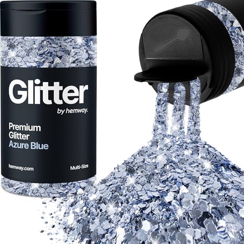 Hemway Azurblau 5 Größe Glitzer Mischen 120g/4.2oz Fein Grob Metallisch Harz Handwerk Multi-Größe Glitzer Paillette Shaker für Epoxid, Haare Gesicht Körper Auge Nagel Kunst Festival Party von Hemway
