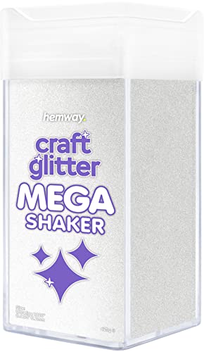 Hemway BULK Glitter 425g / 15oz MEGA Craft Shaker Glitter for Nails, Resin, Tumblers, Arts, Crafts, Painting, Festival, Cosmetic, Body - Ultrafine (1/128" 0.008" 0.2mm) - White Iridescent von Hemway