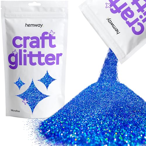Hemway Holografischer Bastel-Glitzer, Saphirblau, mikrofein, 0,1 mm, für Kunsthandwerk, Becher, Papier, Glas, Dekorationen, DIY-Projekte, 100 g von Hemway