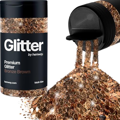 Hemway Bronze Braun 5 Größe Glitzer Mischen 120g/4.2oz Fein Grob Metallisch Harz Handwerk Multi-Größe Glitzer Paillette Shaker für Epoxid, Haare Gesicht Körper Auge Nagel Kunst Festival Party von Hemway
