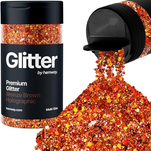 Hemway Bronze Braun Holographisch 5 Größe Glitzer Mischen 120g/4.2oz Fein Grob Metallisch Harz Handwerk Multi-Größe Glitzer Paillette Shaker für Epoxid, Haare Gesicht Körper Auge Nagel Kunst Festival von Hemway