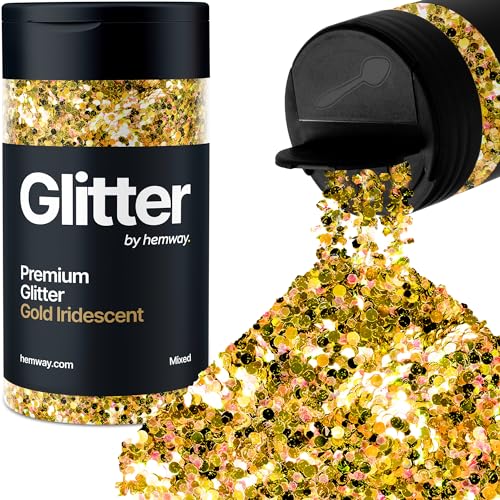 Hemway Chunky Glitzer 105g/3.7oz Mixed Craft Glitzer Puder Pailletten Metallische Flocken für Nail Art Körper Gesicht Auge Haar Fest, Epoxidharz Tumblers Handwerk, Party - Gold Irisierender Mix Hemway Chunky Glitzer 105g/3.7oz Mixed Craft Glitzer Puder Pailletten Metallische Flocken für Nail Art Körper Gesicht Auge Haar Fest, Epoxidharz Tumblers Handwerk, Party - Gold Irisierender Mix von Hemway