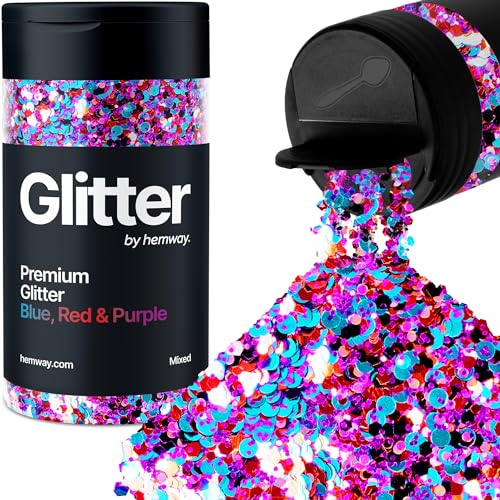 Hemway Chunky Glitzer 105g/3.7oz Mixed Craft Glitzer Puder Pailletten Metallische Flocken für Nail Art Körper Gesicht Auge Haar Fest, Epoxidharz Tumblers Handwerk, Party - Harlekin Blau Rot Lila Mix Hemway Chunky Glitzer 105g/3.7oz Mixed Craft Glitzer Puder Pailletten Metallische Flocken für Nail Art Körper Gesicht Auge Haar Fest, Epoxidharz Tumblers Handwerk, Party - Harlekin Blau Rot Lila Mix von Hemway