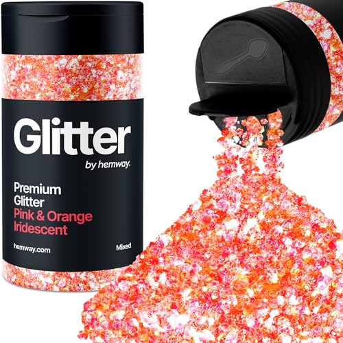 Hemway Chunky Glitzer 105g/3.7oz Mixed Craft Glitzer Puder Pailletten Metallische Flocken für Nail Art Körper Gesicht Auge Haar Fest, Epoxidharz Tumblers Handwerk, Party - Rosa Orange Irisierender Mix Hemway Chunky Glitzer 105g/3.7oz Mixed Craft Glitzer Puder Pailletten Metallische Flocken für Nail Art Körper Gesicht Auge Haar Fest, Epoxidharz Tumblers Handwerk, Party - Rosa Orange Irisierender Mix von Hemway