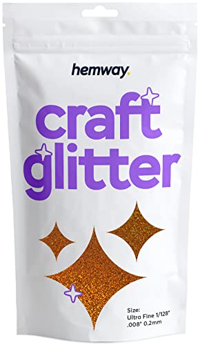 Hemway Copper Holographic Craft Glitter 100g 3,5 Unzen Ultrafein/Extra Fine 1/128" 0,008" 0.2MM für Kunsthandwerk Tumblers Papier Glasdekorationen Verschönern von Hemway