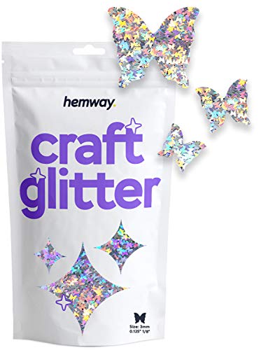 Glitzer zum Basteln Schmetterlingsform Pailletten Party-Dekoration silberfarben holografisch für Nägel Körper Gesicht Kunsthandwerk 50 g von Hemway