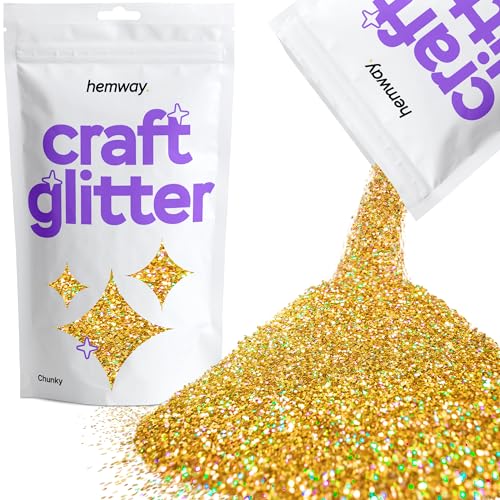 Hemway Craft Glitter 100g 3,5 Unzen Chunky 1/40" 0,025" 0.6MM (Gold Holographic) von Hemway