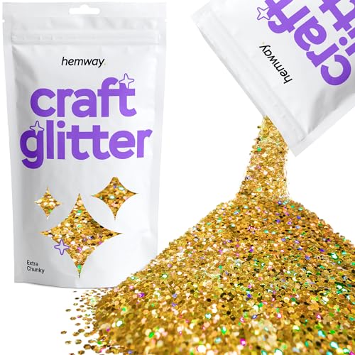 Hemway Craft Glitter 100g 3,5 Unzen Extra-Chunky 1/24" 0,040" 1MM (Gold Holographic) von Hemway